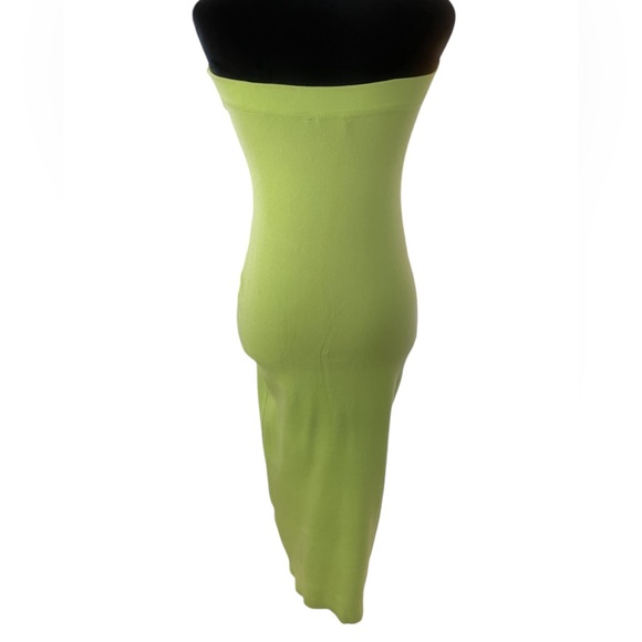 Neon Lime, Green,mid length tube top Strapless Dress, Large - Picture 2 of 4